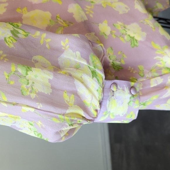 Fletch Farrah Floral Off Shoulder Cut Out Dress Tan Yellow XS resort bohemian - Picture 6 of 10